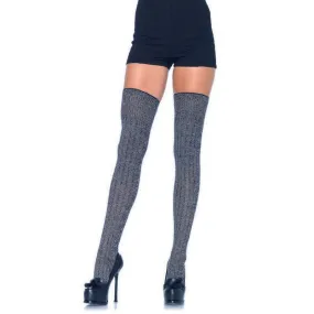 Heather acrylic rib knit thigh highs O.S. GREY