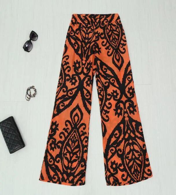 High Waist Loose Print Bellbottoms Pants