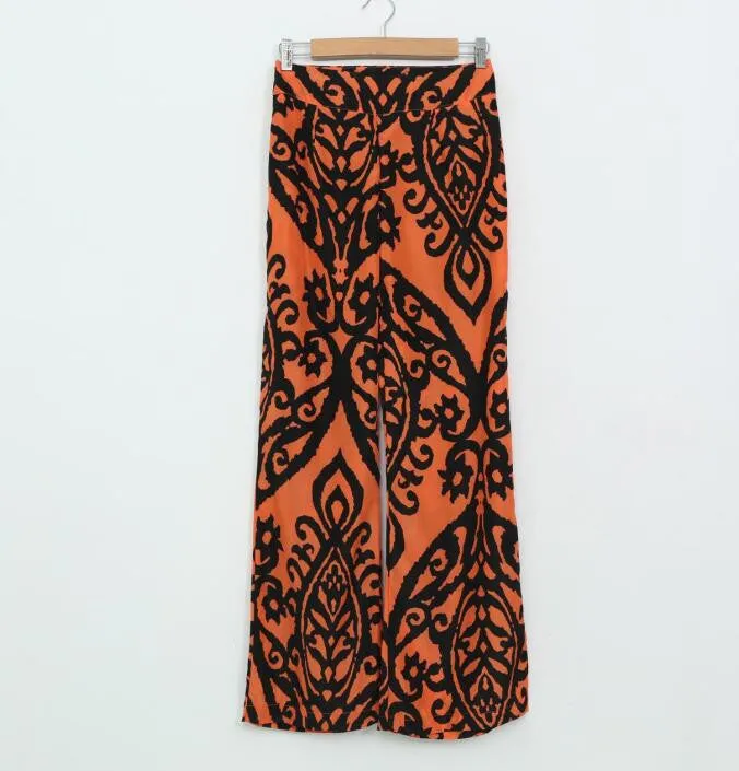 High Waist Loose Print Bellbottoms Pants
