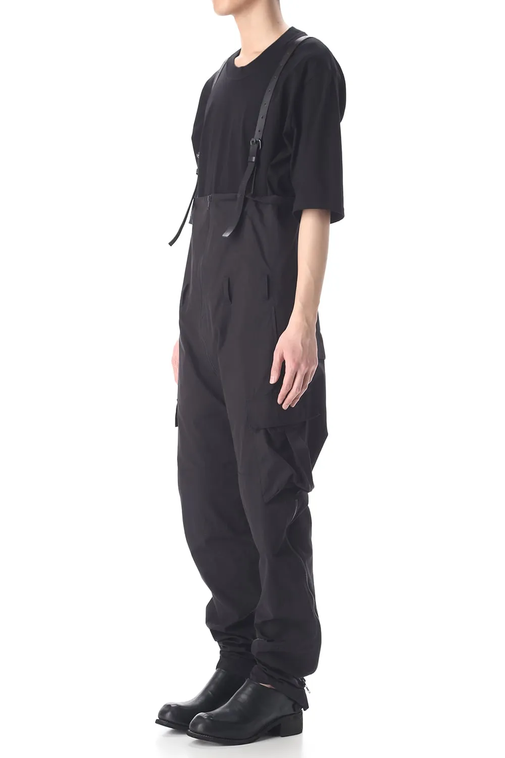 HIGH WAIST PANTS W/LEATHER SUSPENDER