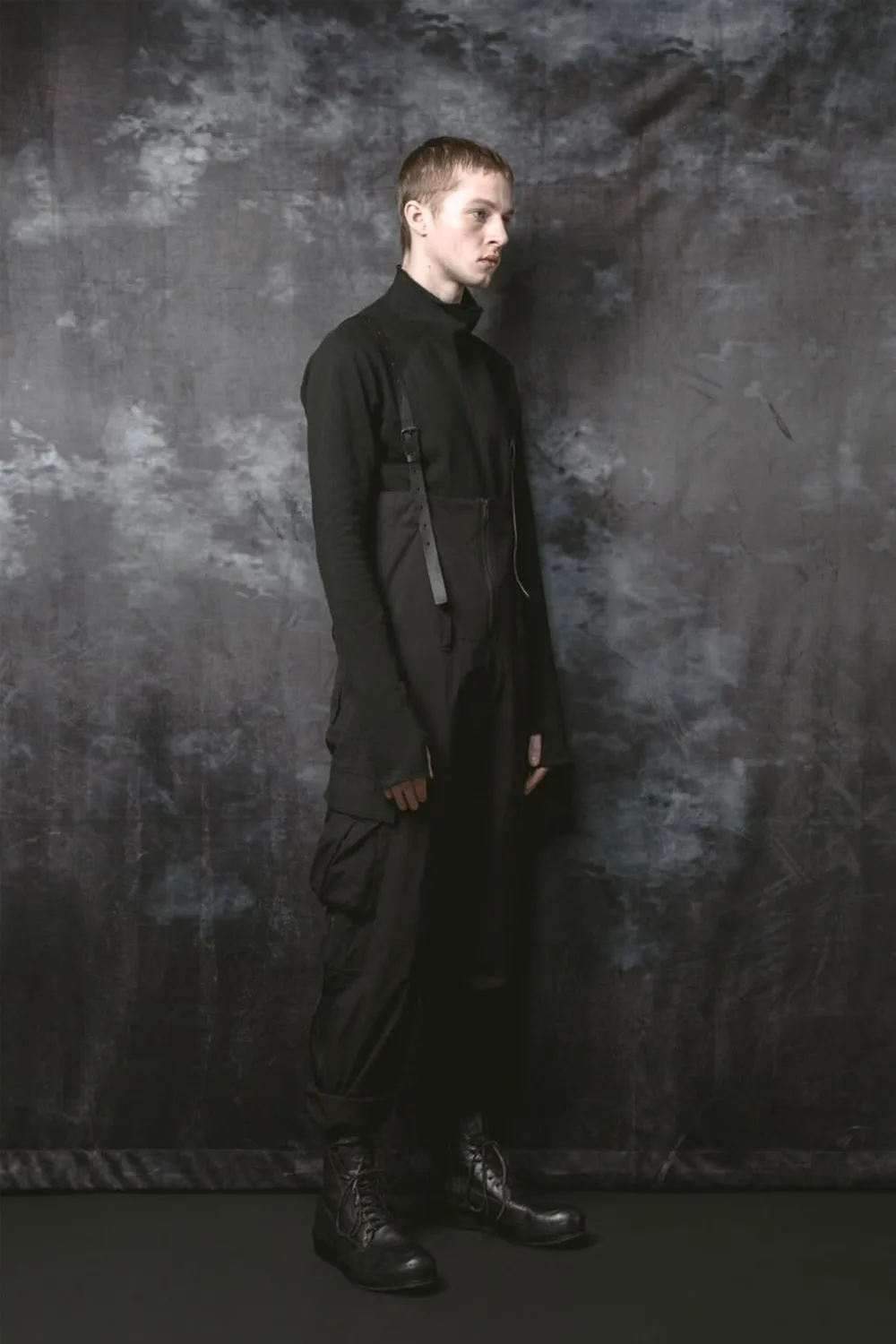 HIGH WAIST PANTS W/LEATHER SUSPENDER