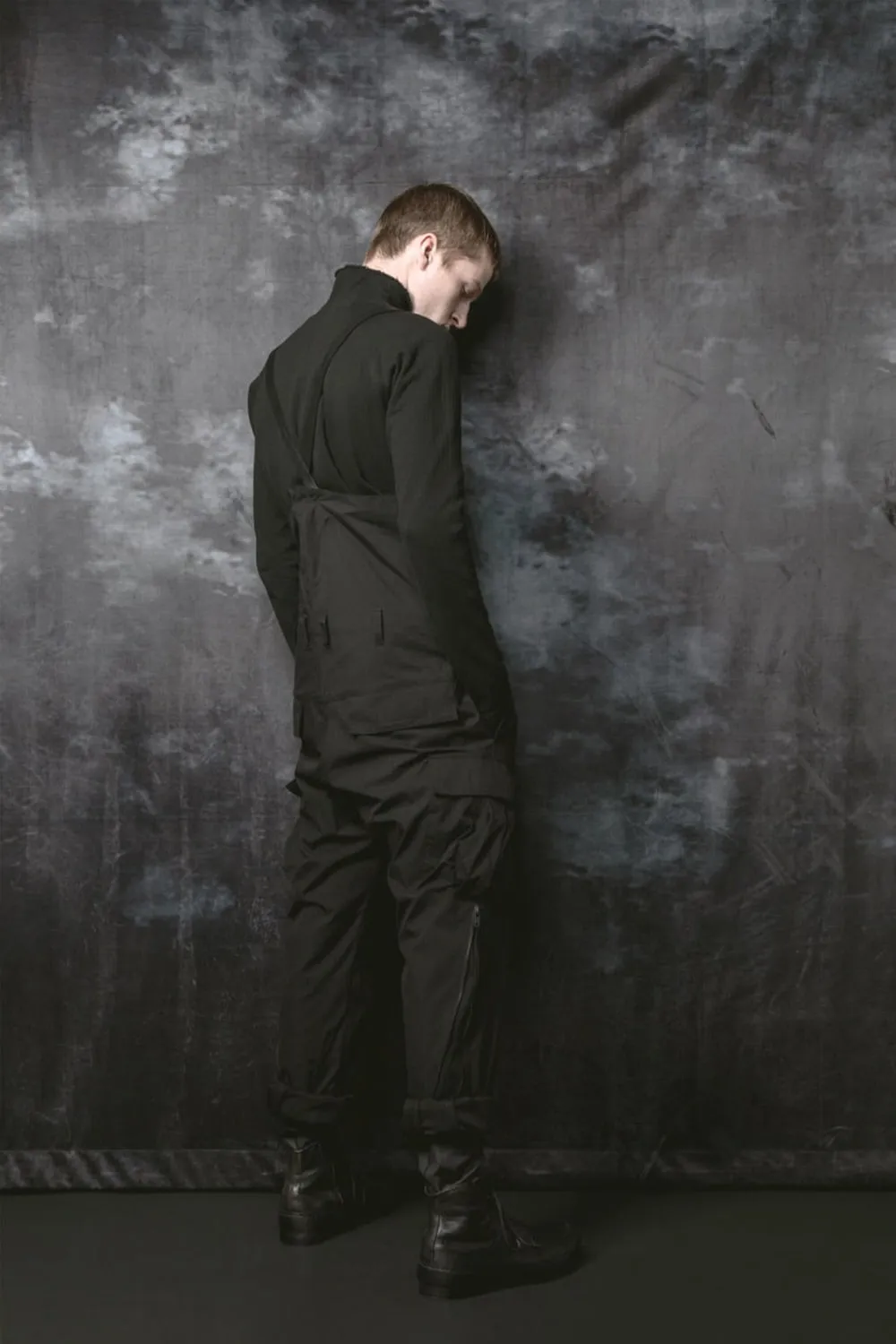 HIGH WAIST PANTS W/LEATHER SUSPENDER