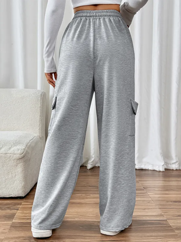 High Waist Pocket Straight Pants