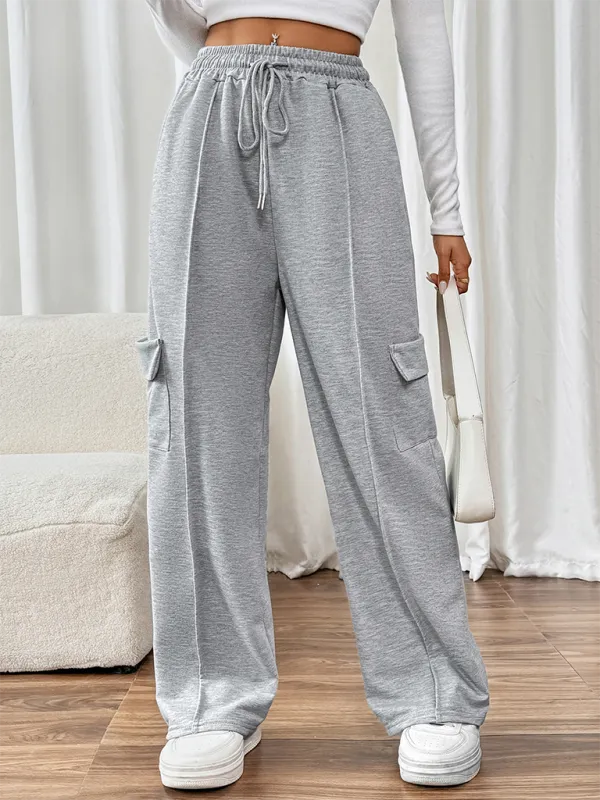 High Waist Pocket Straight Pants