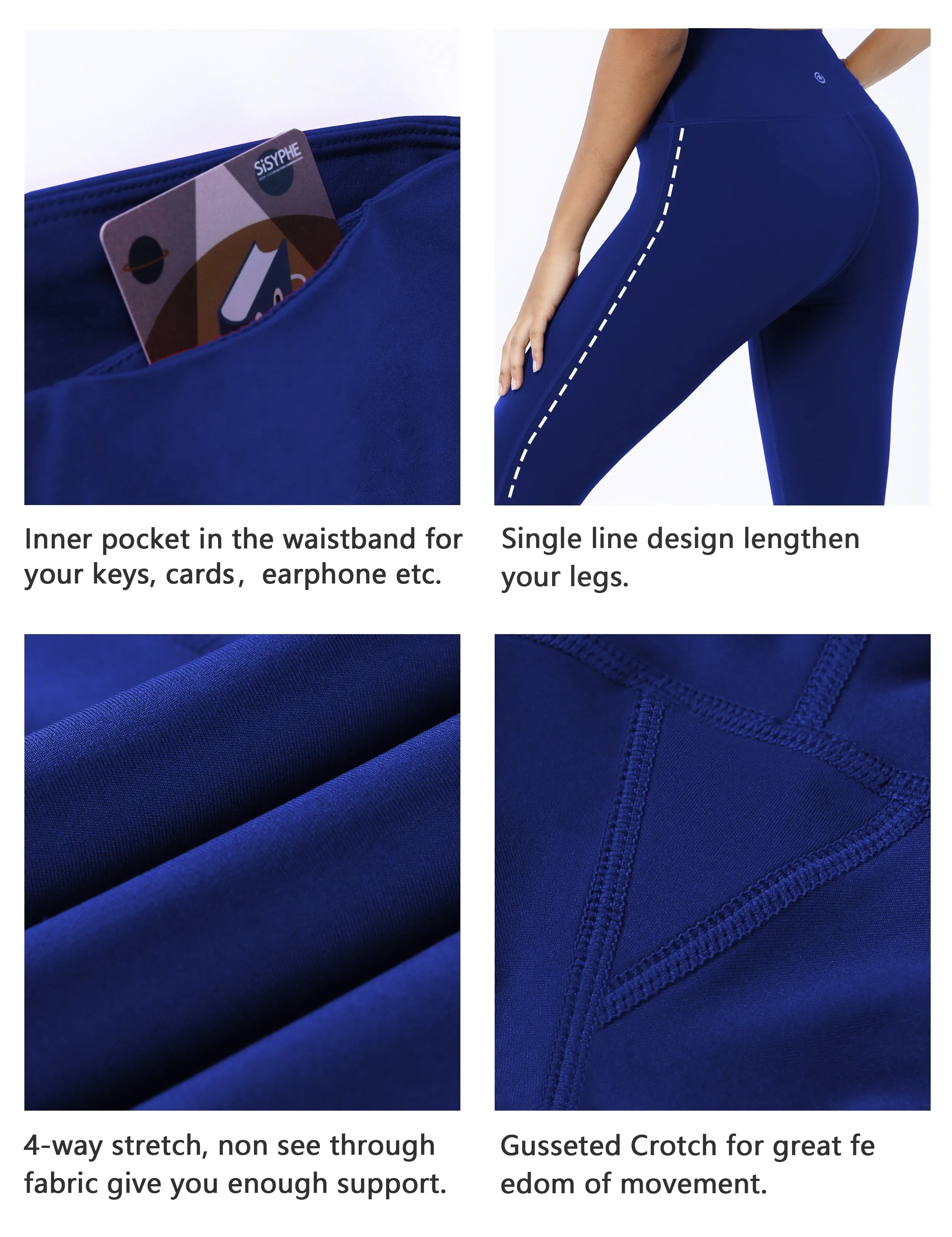 High Waist Side Line Yoga Pants navy_yoga