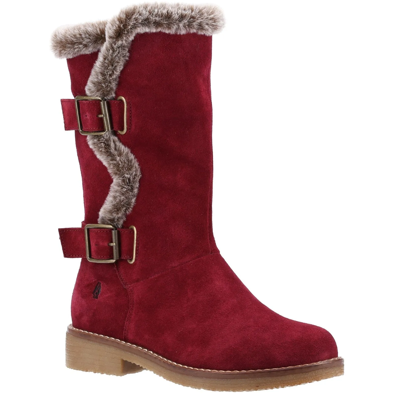 Hush Puppies Womens Megan Suede Mid Boots - Dark Red