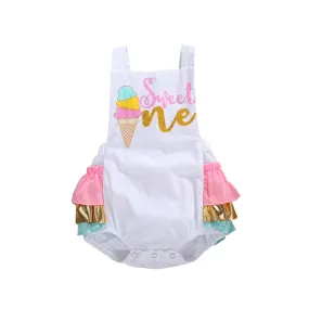 Ice Cream First Birthday Girl Romper