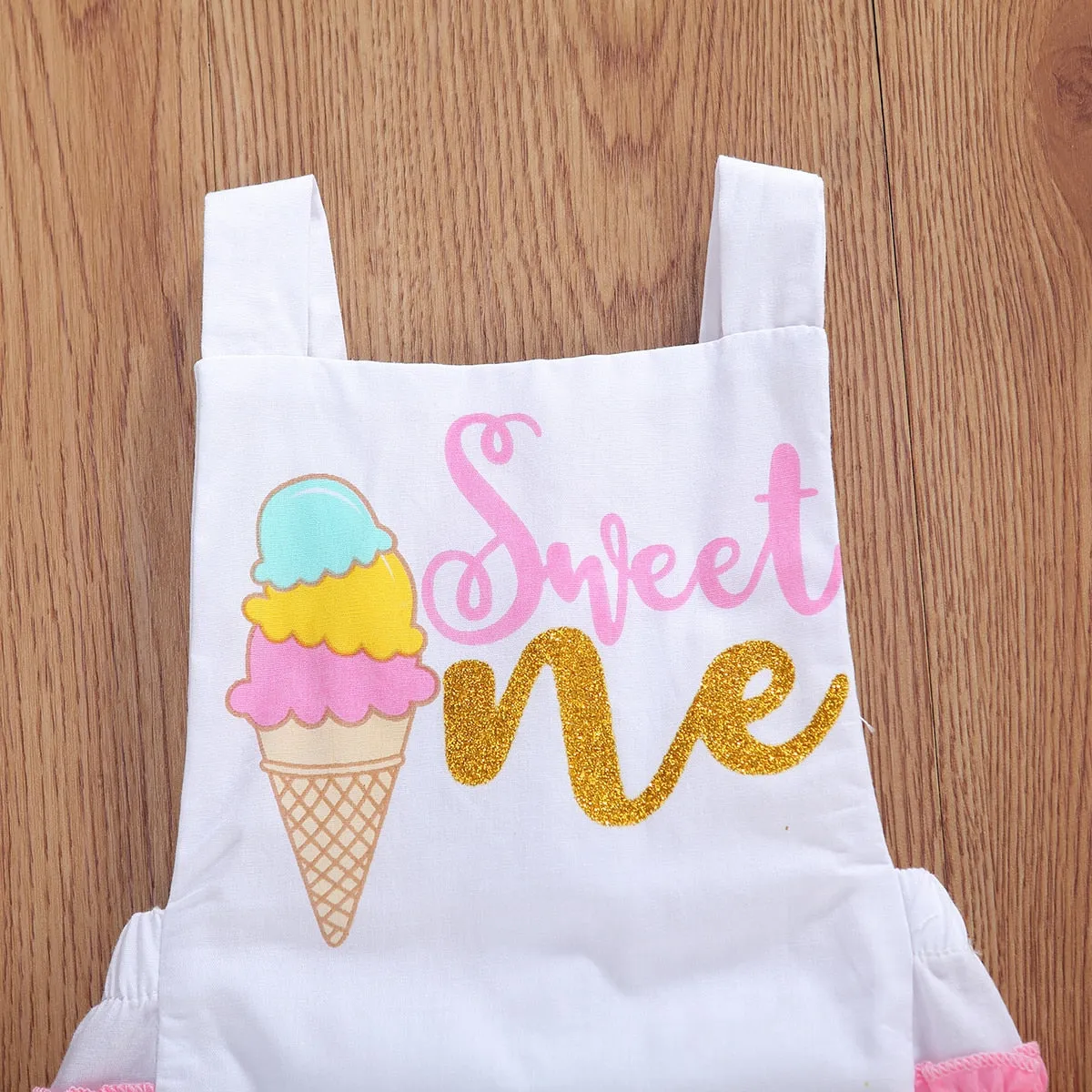 Ice Cream First Birthday Girl Romper