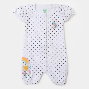 Infant Girls Knitted Romper Bee Flower-White