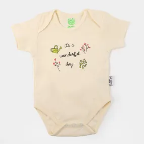 Infant Unisex Cotton Basic Romper Wonderful Day - Cream