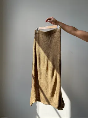 Ingrid Classic Side Slit Lightweight Sweater Skirt In Olive