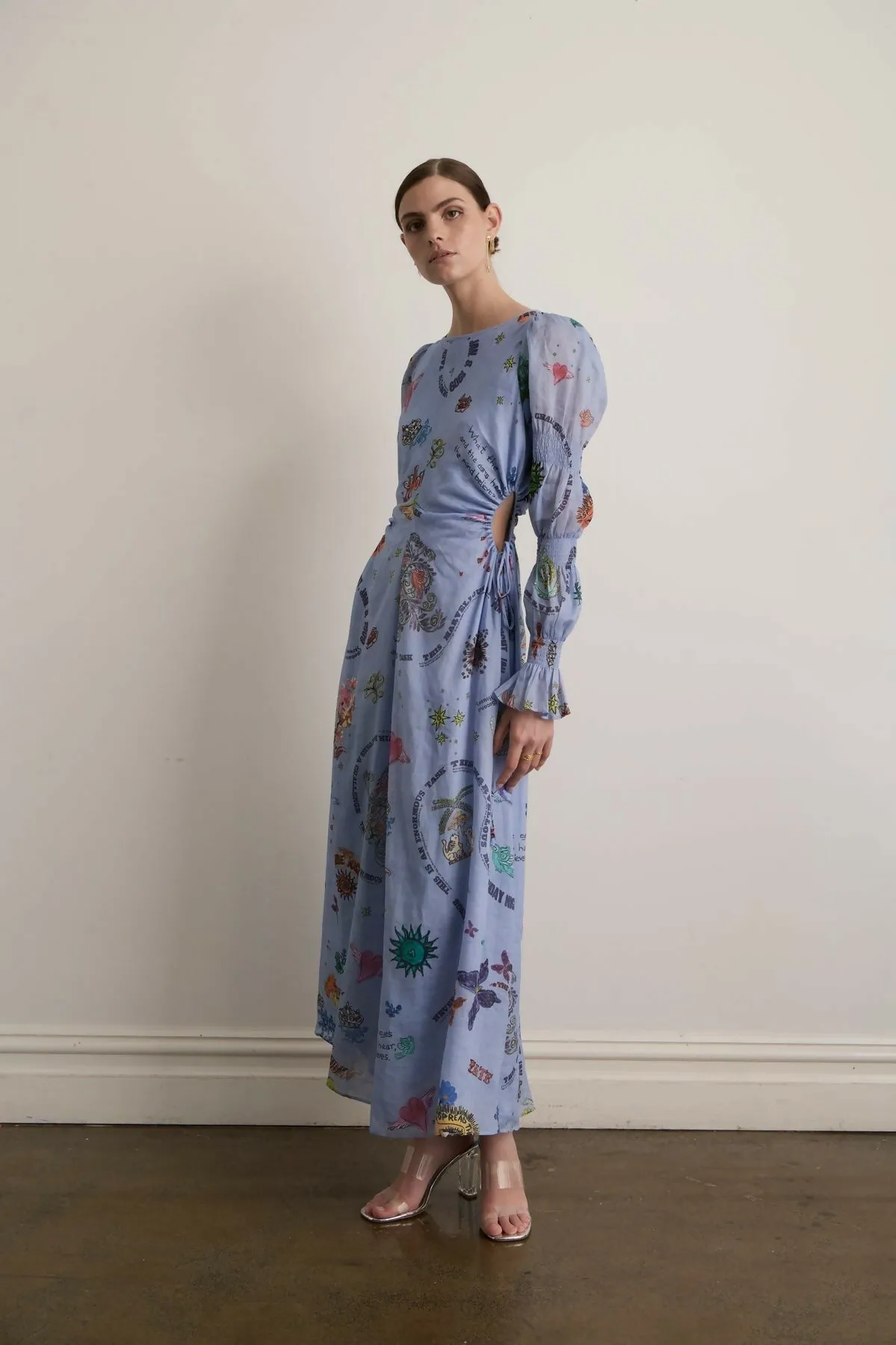Kate Ford Caracus Cut Out Gown Multi Print Size 10