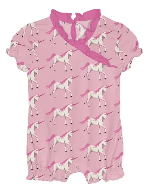 KicKee Pants Print Ruffle Romper in Cake Pop Prancing Unicorns