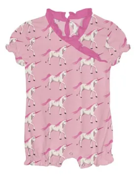 KicKee Pants Print Ruffle Romper in Cake Pop Prancing Unicorns