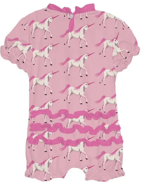 KicKee Pants Print Ruffle Romper in Cake Pop Prancing Unicorns