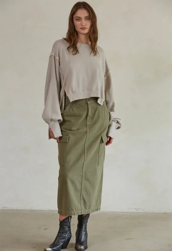 Knit Crew Neck Long Sleeve Pullover - Light Taupe