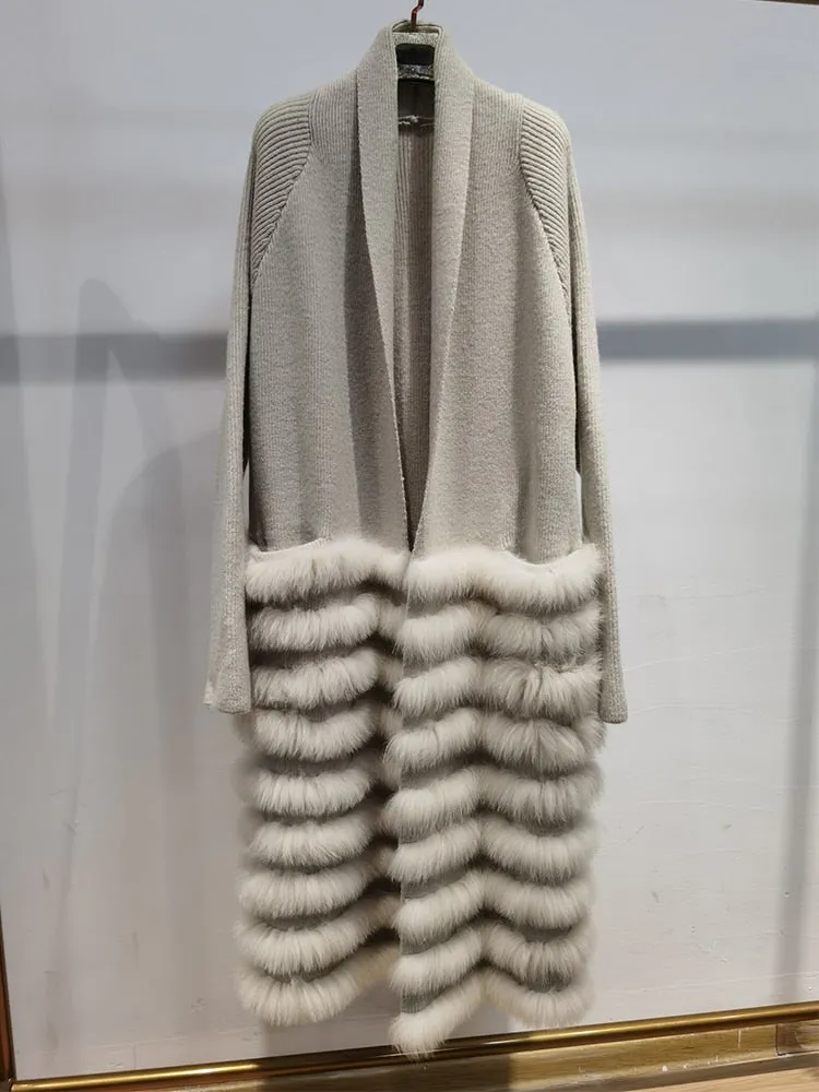Knitting Strip Sewed Together Long Sweater