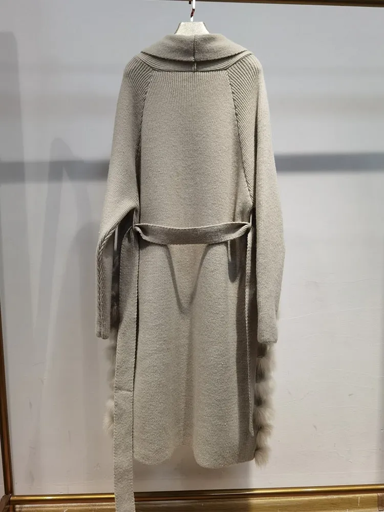 Knitting Strip Sewed Together Long Sweater