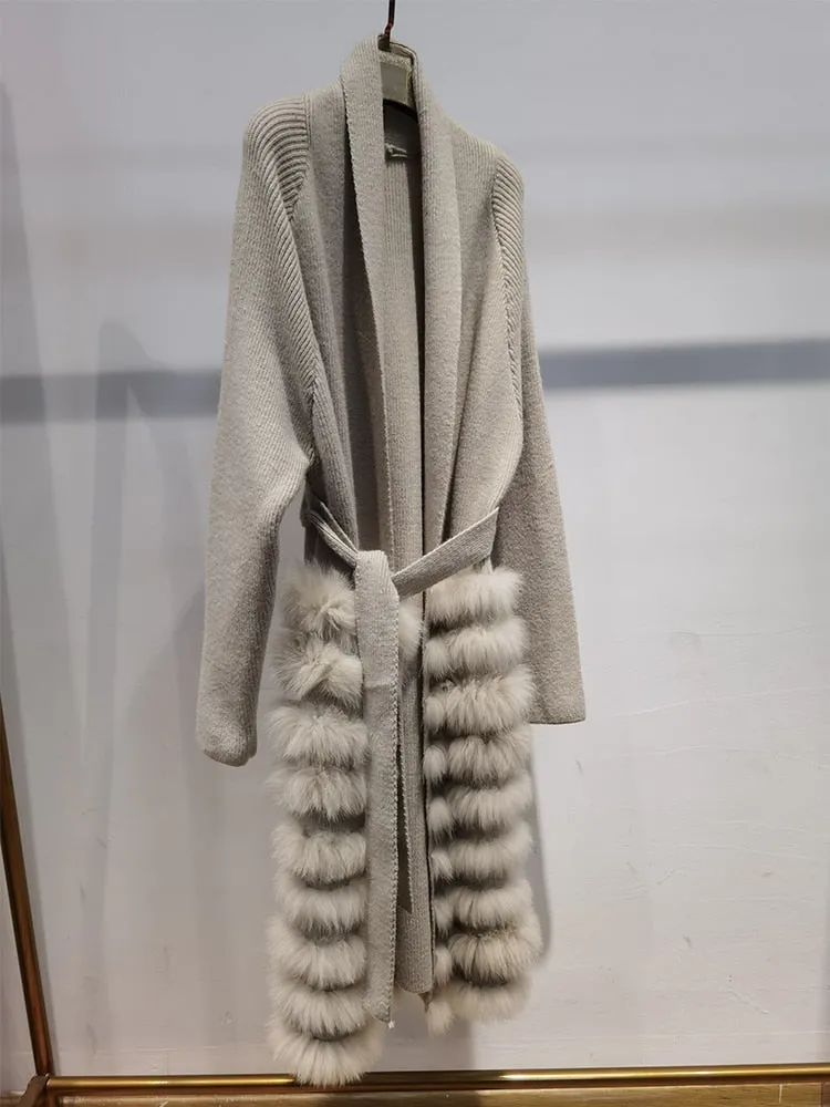 Knitting Strip Sewed Together Long Sweater