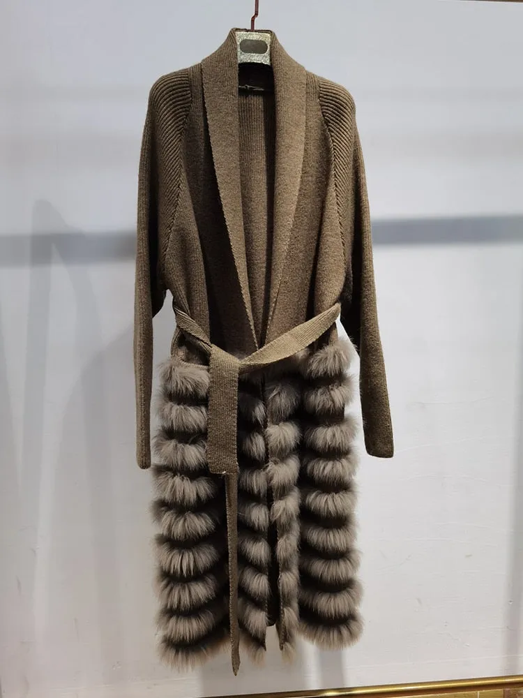 Knitting Strip Sewed Together Long Sweater
