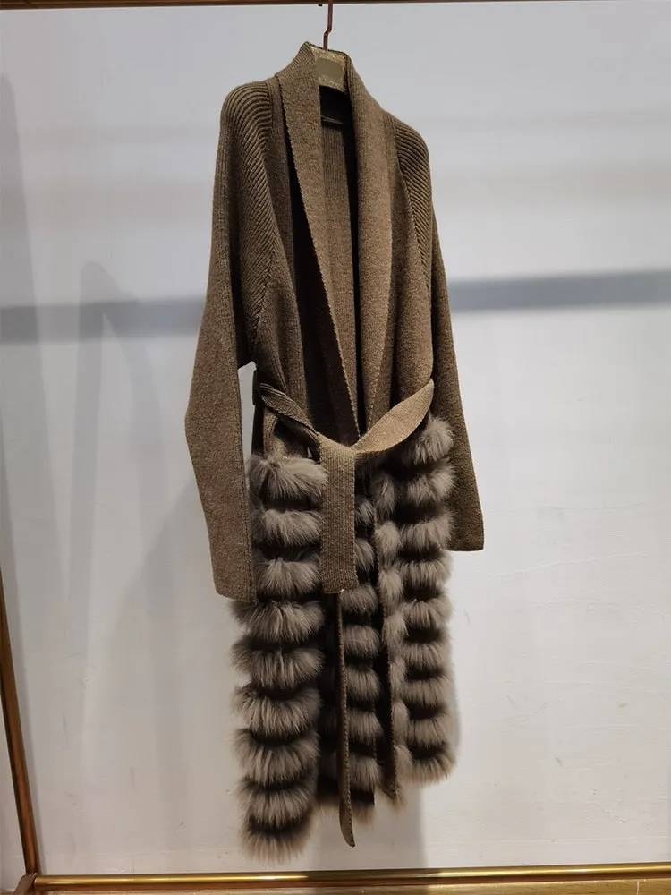 Knitting Strip Sewed Together Long Sweater