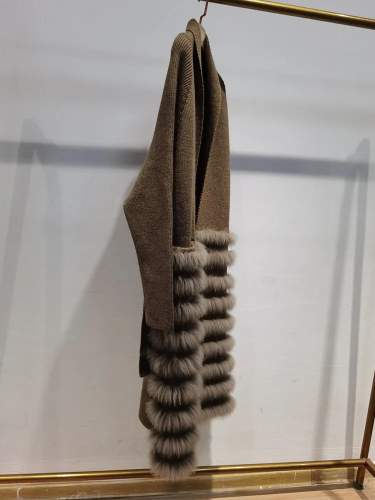 Knitting Strip Sewed Together Long Sweater