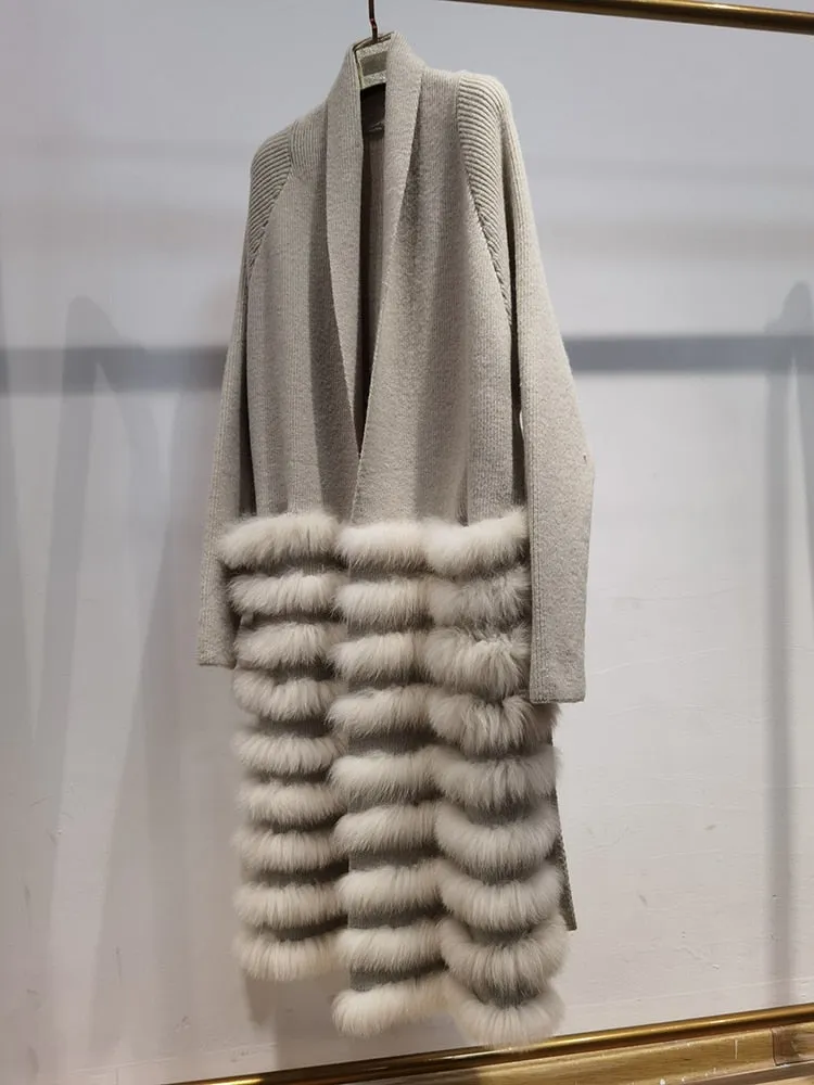 Knitting Strip Sewed Together Long Sweater