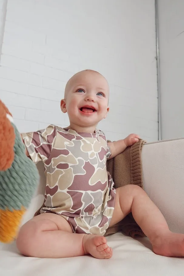 Kyzen Camo Print Bubble Romper