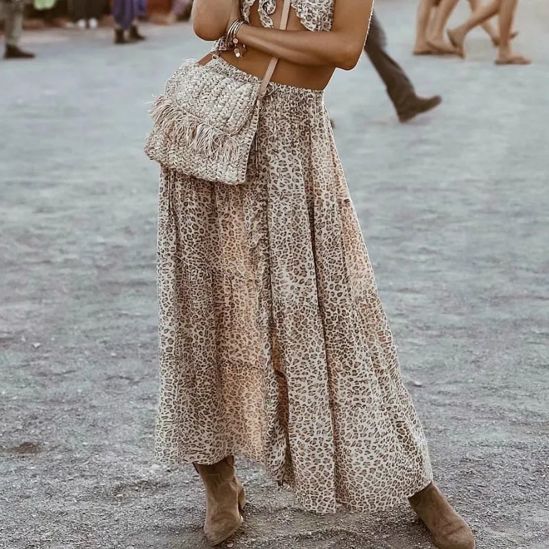 Leopard Print Maxi Skirt