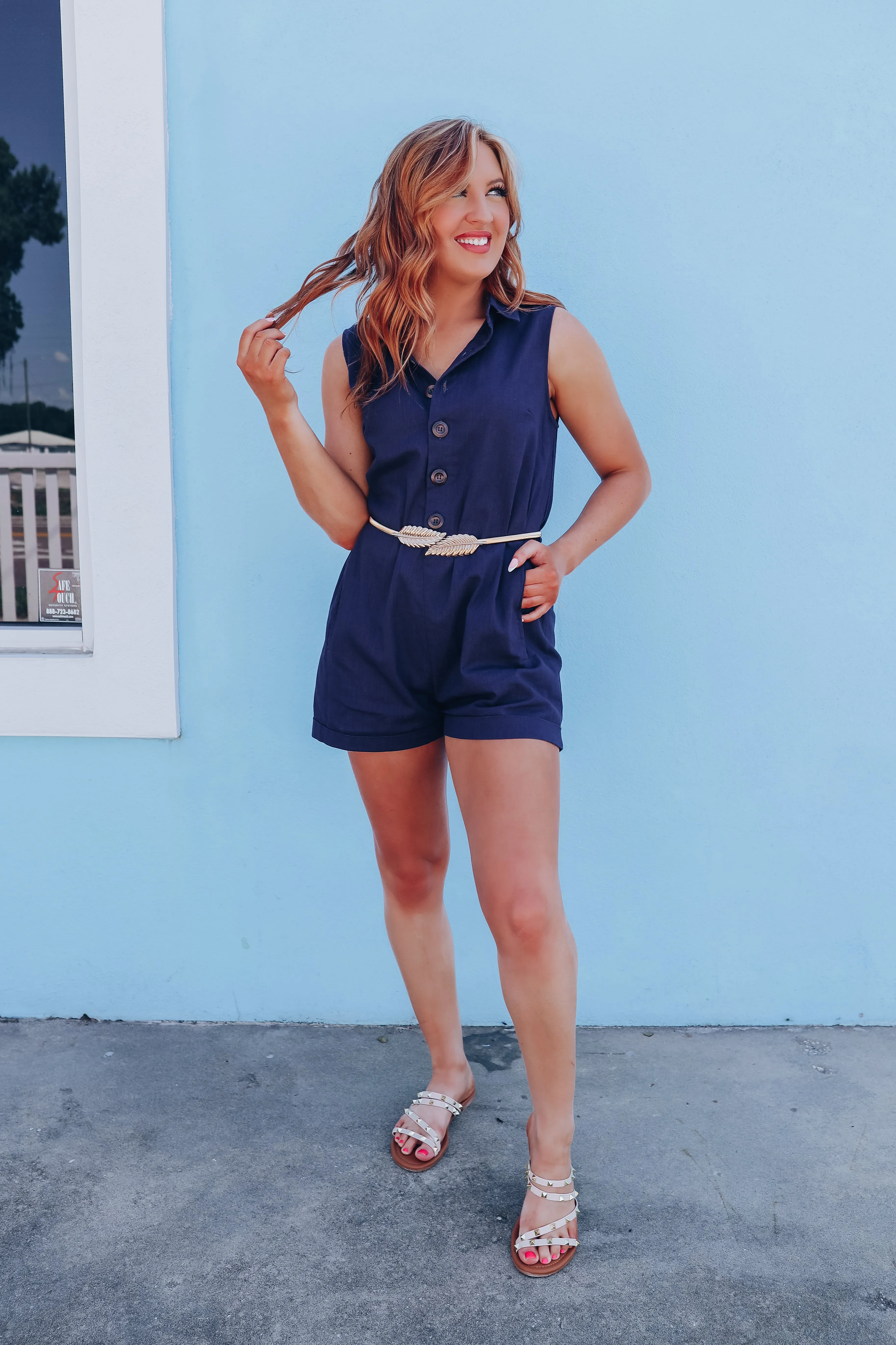 Lindsey Linen Pocketed  Romper