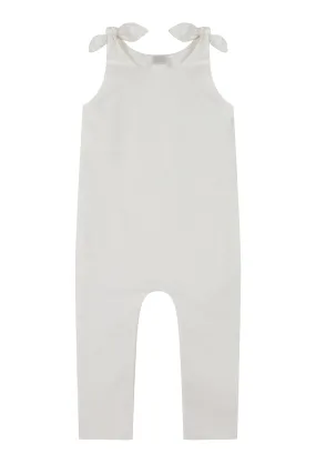 Linen tie romper /WHITE