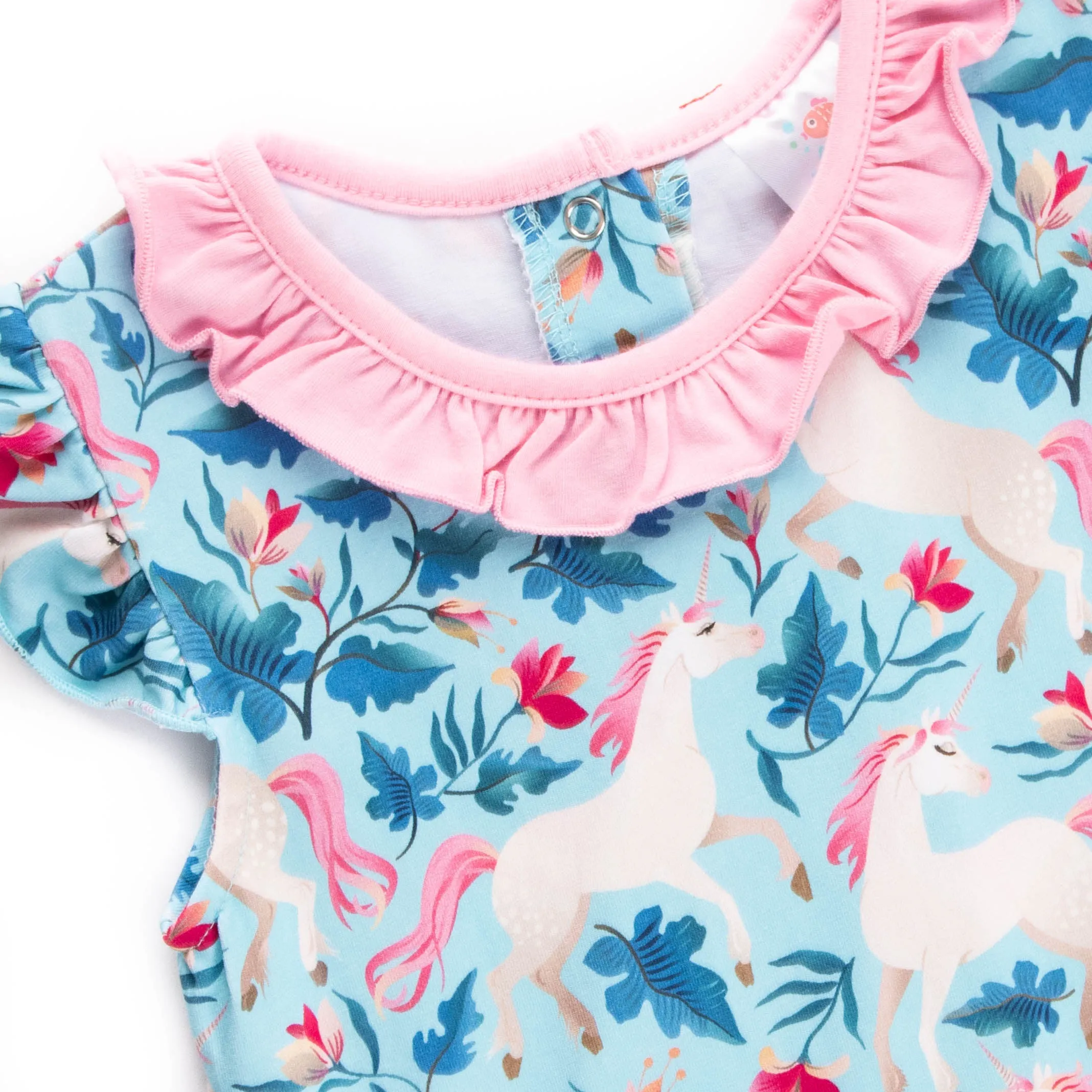 Little Dreamer Ruffle Romper, Blue