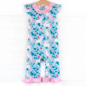 Little Dreamer Ruffle Romper, Blue