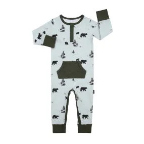Long Sleeve Pocket Romper - Black Bears