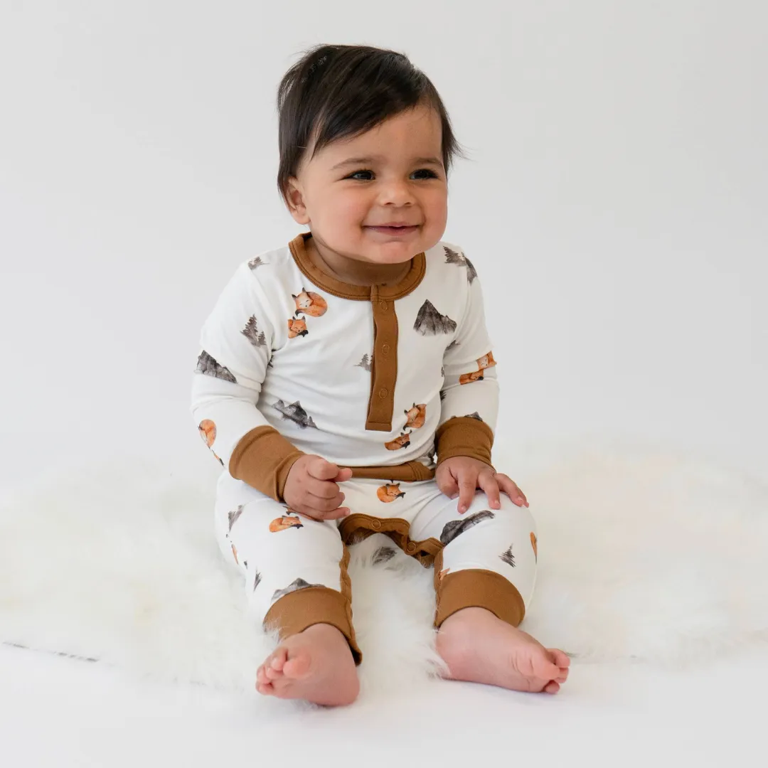 Long Sleeve Pocket Romper - Foxes