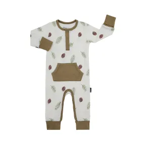 Long Sleeve Pocket Romper - Pine Cones