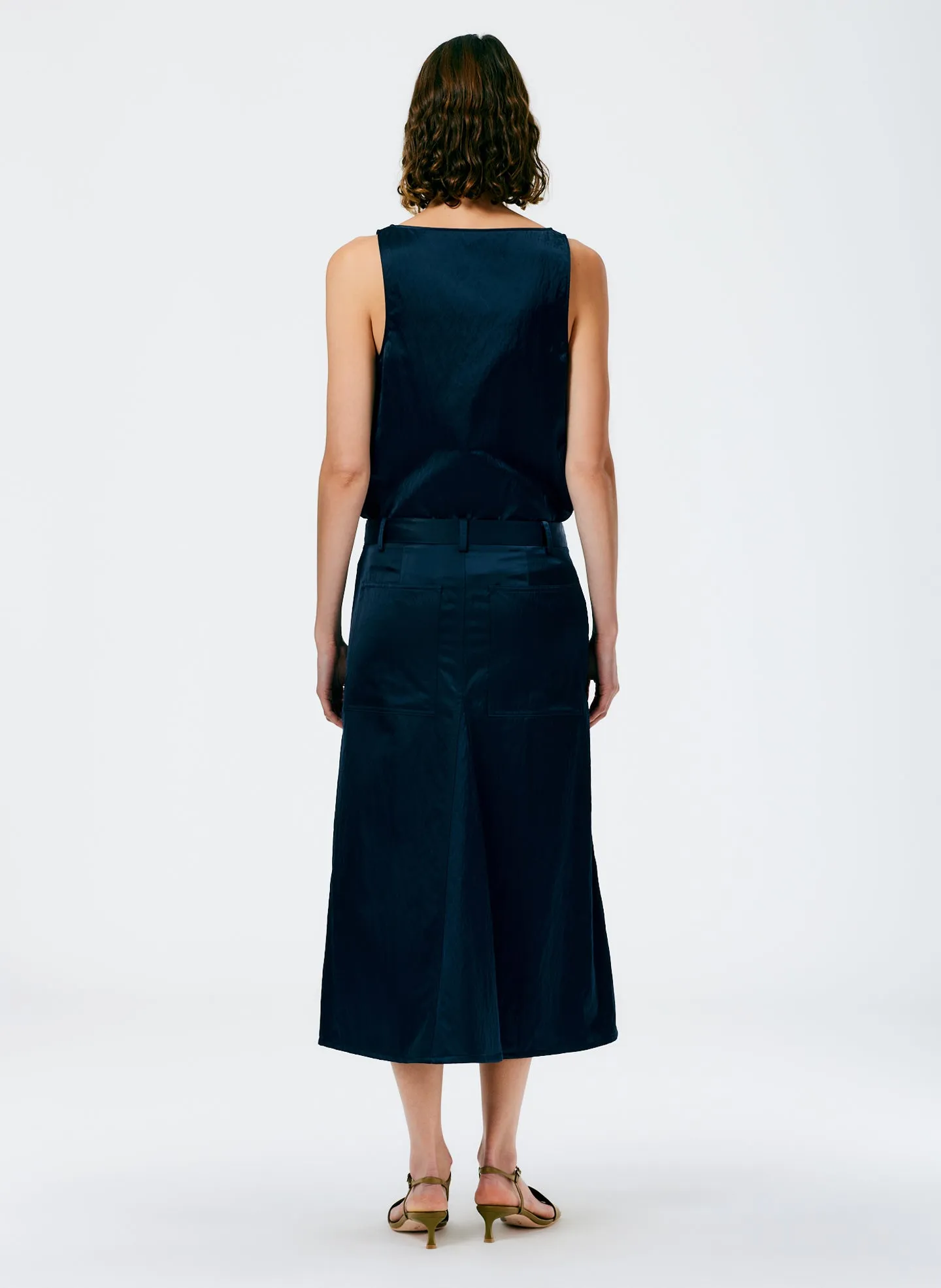 Luxe Eco Satin Godet Midi Skirt