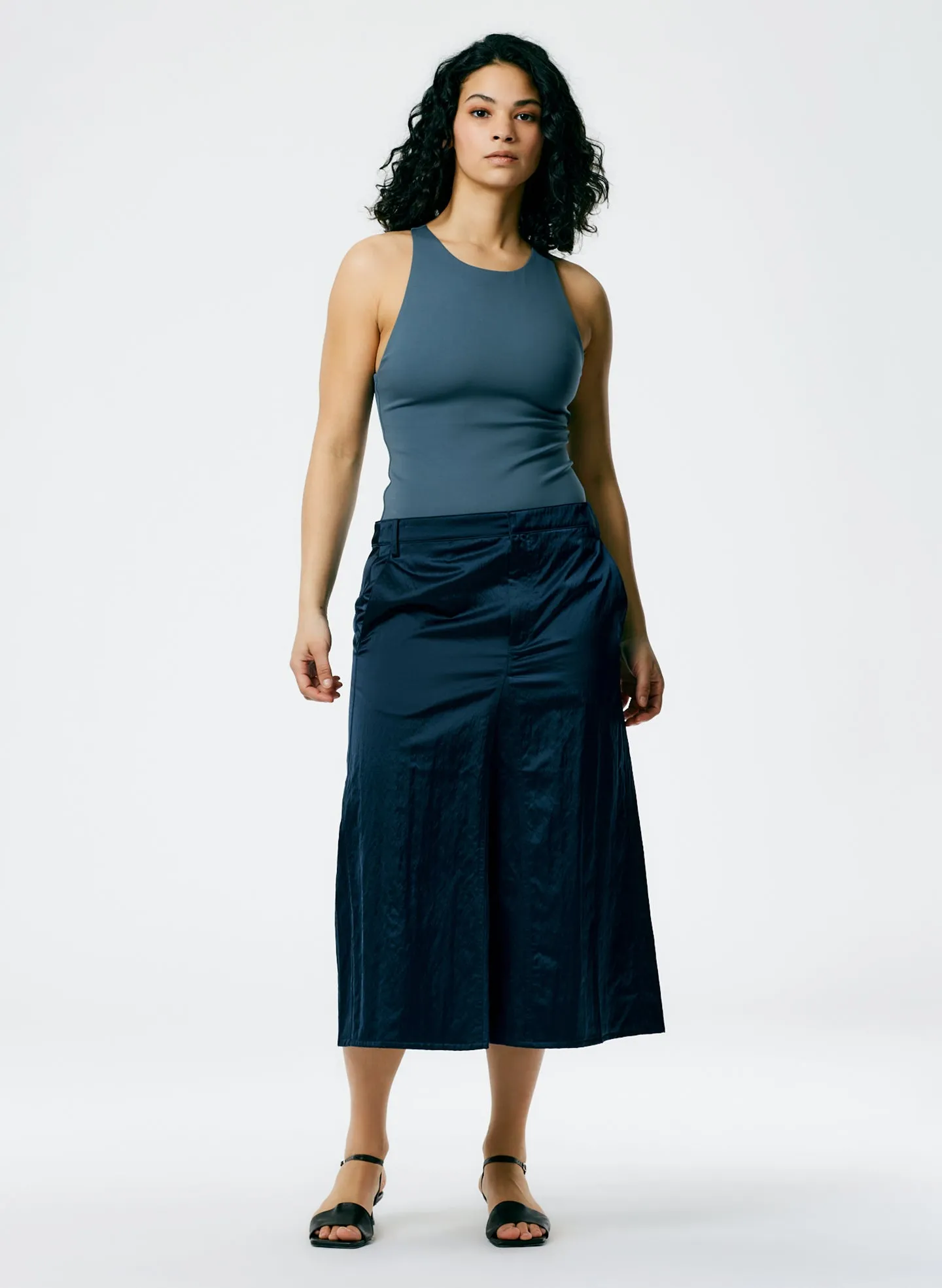 Luxe Eco Satin Godet Midi Skirt