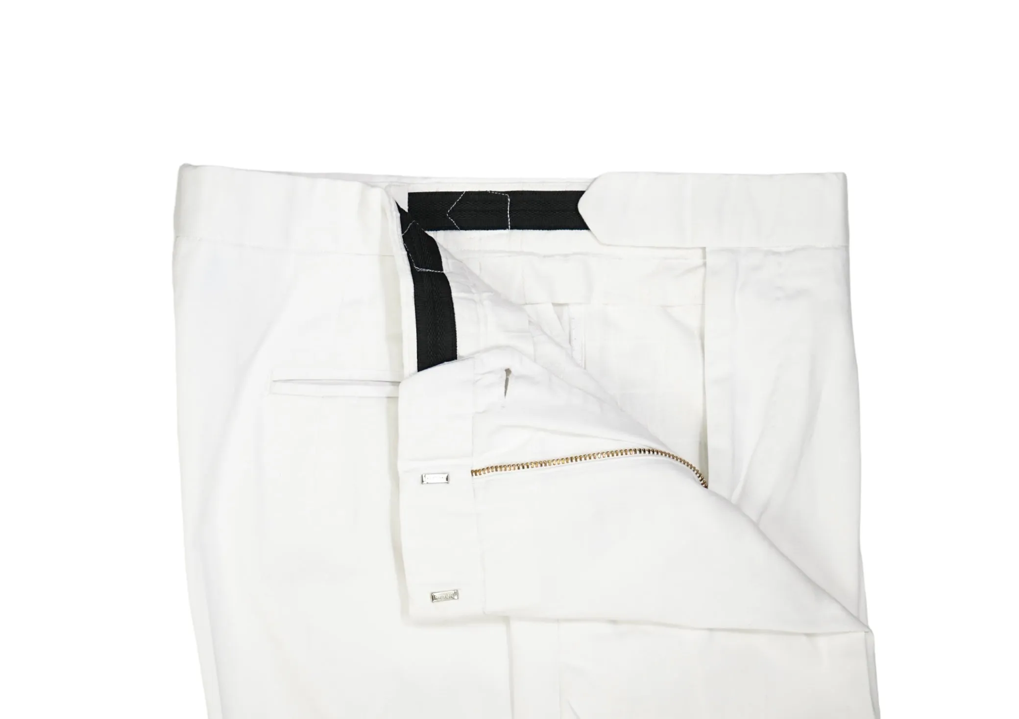 Luxire - Off White High Rise Pleated Cotton Trousers 48