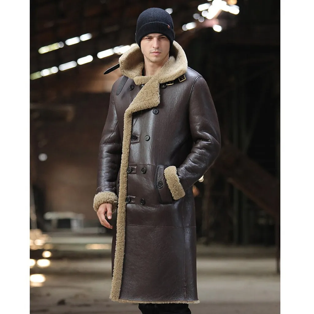 Luxury Men's Sheepskin Coat Genuine Leather Male Formal Casual Winter Long Thick Jacket Sheepskin Shearling Men Fur Outwear 5XL