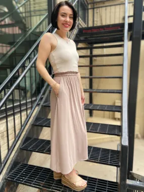 Mae Mocha Elastic Midi Skirt