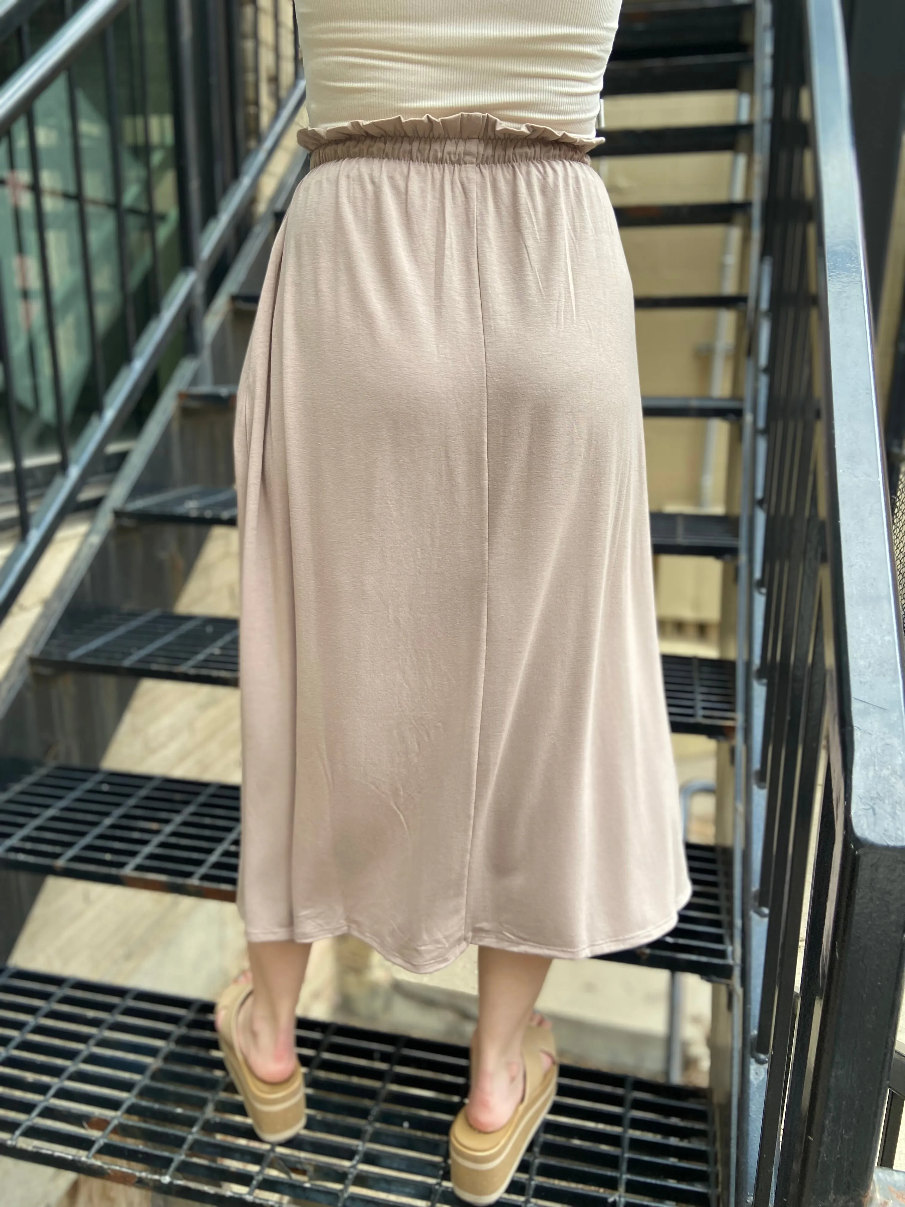 Mae Mocha Elastic Midi Skirt