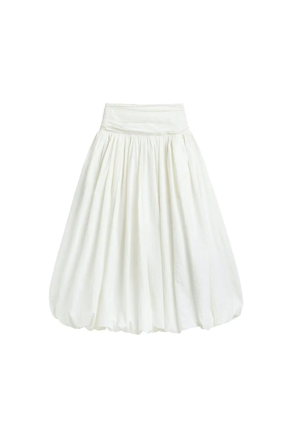 Marina Bubble Gathered Organic Cotton Midi Skirt