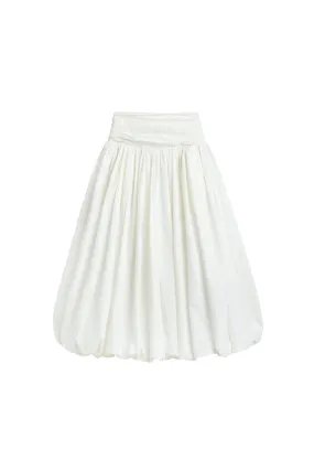 Marina Bubble Gathered Organic Cotton Midi Skirt
