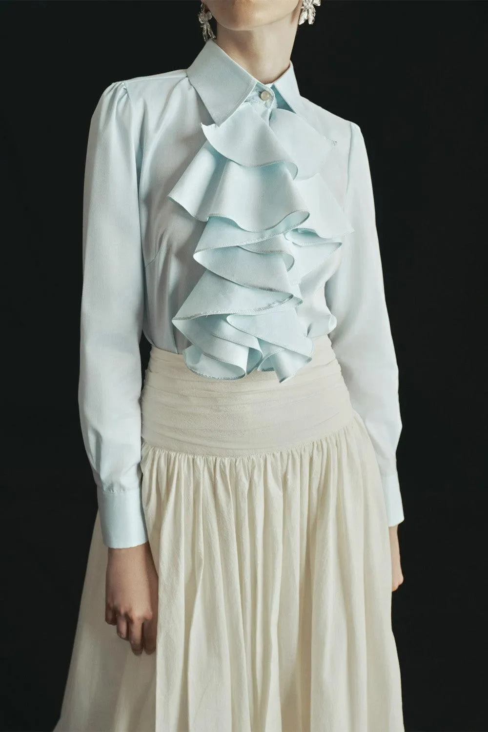 Marina Bubble Gathered Organic Cotton Midi Skirt