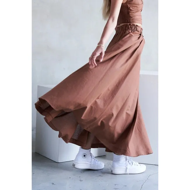Maronie Cocoa Linen Maxi Skirt