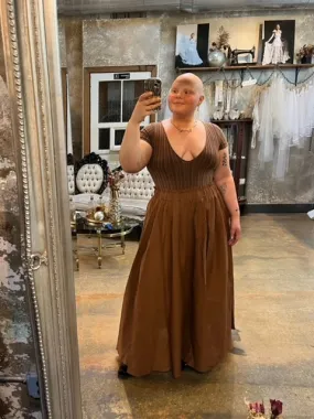 Maronie Cocoa Linen Maxi Skirt