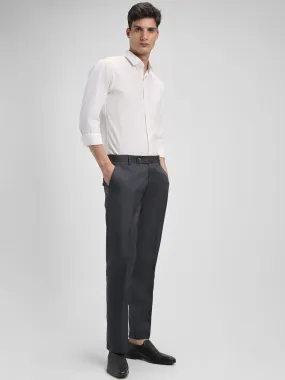 Men's Charcoal Solid Formal Trousers
