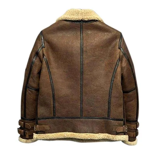 Men's Dark Brown RAF B3 Faux Shearling Aviator Jacket