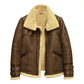 Men's Dark Brown RAF B3 Faux Shearling Aviator Jacket